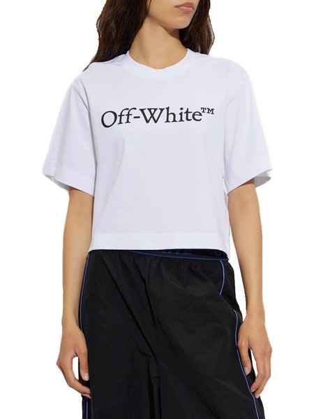 BIG LOGO BOOKISH CROP T-SHIRT WOMEN OFF-WHITE