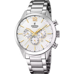 Festina Ανδρικό Ρολόι Χρονογράφος με Ασημί Μεταλλικό Μπρασελέ F20343/1