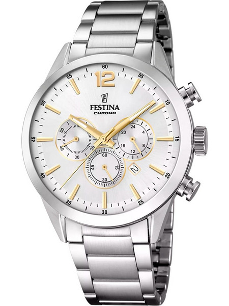 Festina Ανδρικό Ρολόι Χρονογράφος με Ασημί Μεταλλικό Μπρασελέ F20343/1