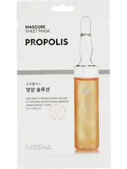Missha Mascure Propolis Θρέψης Sheet Μάσκα Προσώπου για Ακμή & Ενυδάτωση με Υαλουρονικό & Μέλι 28ml