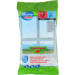 Υγρά Μαντηλάκια Καθαρισμού Τζαμιών 40Τμχ Lifetime Clean