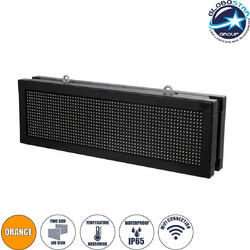 GLOBOSTAR(R) DISPLAY 90319 Κυλιόμενη Ψηφιακή Επιγραφή 64x16cm P10 Διπλής Όψης LED AC 220-240V Αδιάβροχο IP65 Πορτοκαλί - WiFi Control μέσω FK APP - Αισθητήρας Θερμοκρασίας & Υγρασίας - Μ70.5 x Π11 x Υ
