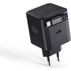 RealPower 547528 Φορτιστής με Καλώδιο USB-C με Θύρα USB-C 65W Power Delivery Black