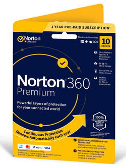 Norton 360 Premium για 10 Συσκευές και 1 Έτος Χρήσης με 75GB Cloud (Ηλεκτρονική Άδεια)