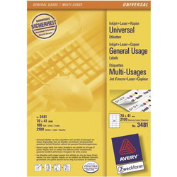 Avery Zweckform, Avery Labels 70 x 41mm White, A4 (3481)