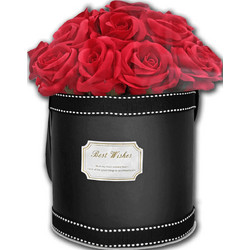 Luxury Rose Box - Μαύρο Κυλινδρικό Κουτί με 21 Κόκκινα Τριαντάφυλλα