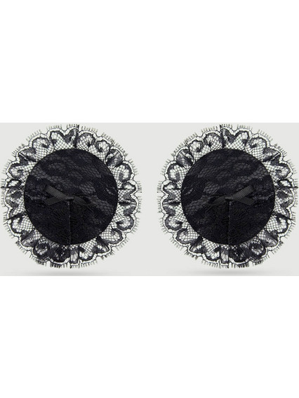 Σατέν Αυτοκόλλητα Θηλών Με Δαντέλα Satin Nipple Covers With Lace - Μαύρα