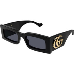 Gucci GG1425S 001 Γυναικεία Γυαλιά Ηλίου Ορθογώνια Κοκάλινα Μαύρα με Μαύρο Polarized Φακό
