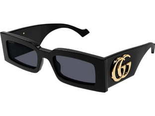 Gucci GG1425S 001 Γυναικεία Γυαλιά Ηλίου Ορθογώνια Κοκάλινα Μαύρα με Μαύρο Polarized Φακό