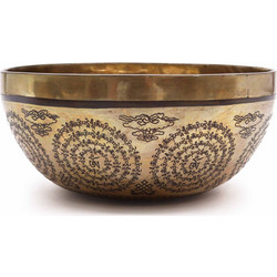 Tibetan Healing Engraved Bowl - 21cm - Om & Buddha