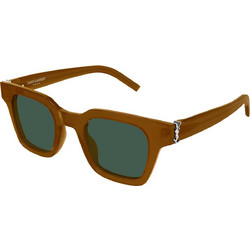 Saint Laurent SLM157 005 Ανδρικά Γυαλιά Ηλίου Τετράγωνα Κοκάλινα Καφέ με Πράσινο Φακό