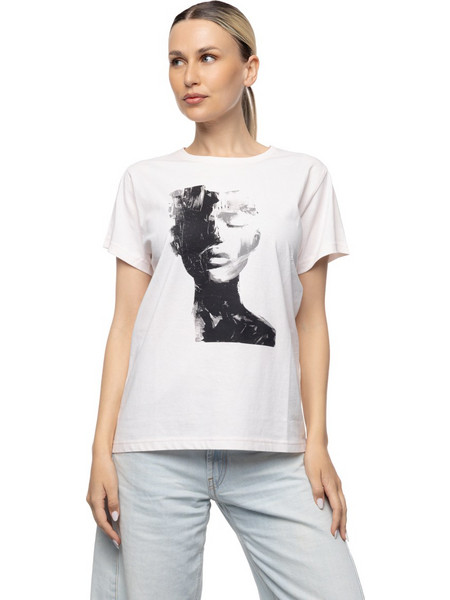 Smart Γυναικείο t-shirt με τύπωμα πρόσωπο 55-106-001 PINK