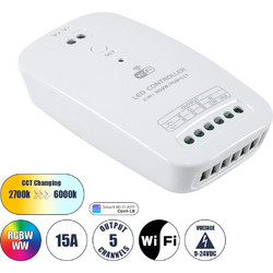 GloboStar 73355 Ασύρματος WiFi LED RGBW+WW+CCT Controller IOS/Android 2in1 DC 9-24V Max 180W