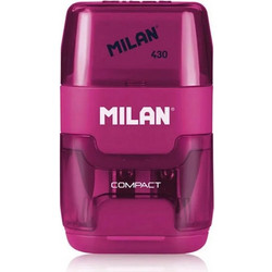 MILAN ξύστρα μολυβιών με κάδο & γόμα 1204703116, ροζ