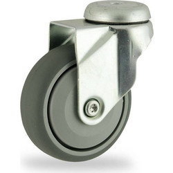 Ροδα λάστιχο 125x32mm με περιστρεφόμενη βάση και τάσια (τρυπα) 100Kg αντοχή