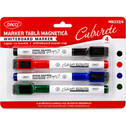 Μαρκαδόροι Πίνακα DACO CUBURETE (Whiteboard Marker Set) - Σετ 4 τεμαχίων