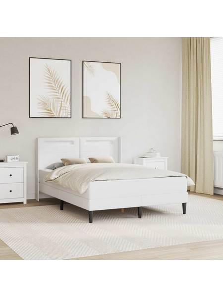 vidaXL Σκελετός κρεβατιού με στρώμα Λευκό 140 x 200 cm Τεχνητό Δέρμα