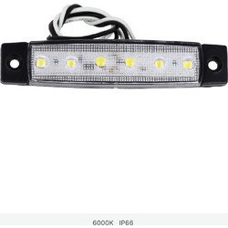 GloboStar(R) 79900 Πλευρικά Φώτα Όγκου Φορτηγών LED 6 SMD 2835 DC 10-30V Πλαστικό PVC Αδιάβροχο IP66 Ψυχρό Λευκό 6000K