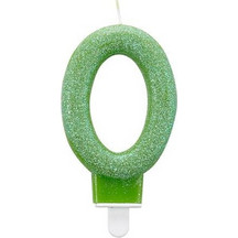 Κεράκι Νο Ο Green Glitter (7.5 cm)