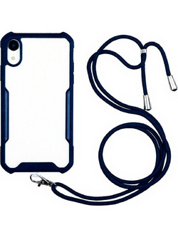Forcell iPhone X / XS Θήκη Με Πλαίσιο Σιλικόνης Και Λουράκι Διάφανη - Navy Blue