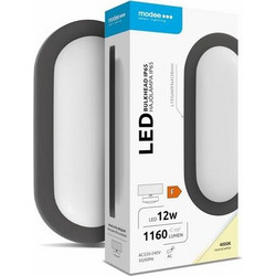 Modee LED Οβάλ Απλίκα 12W 4000K IP65 1160lm Μαύρο ERP