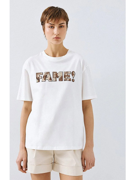 T-shirt Access με παγιέτες Λευκό