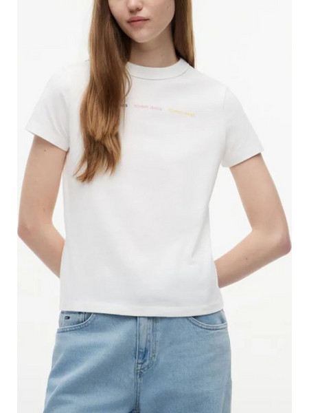 TOMMY JEANS TJW REG TJ REPEAT WASH TEE DW0DW22905-YBL Ecru