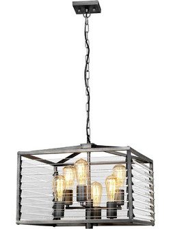 Elstead Lighting Louvre Louvre-6P Κρεμαστό Φωτιστικό Οροφής Painted Gunmetal