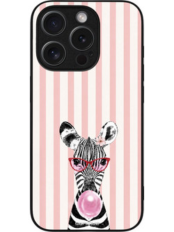 Sonique Stripe Stories Series Back Cover (iPhone 15 Pro) με Σχέδιο «Ζέβρα - Τσιχλόφουσκα»