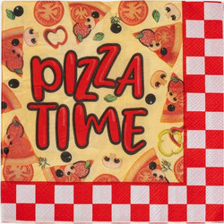 Χαρτοπετσέτες Πάρτι 2φυλλες Κόκκινες Καρό Pizza Time 33x33cm - 20 τμχ