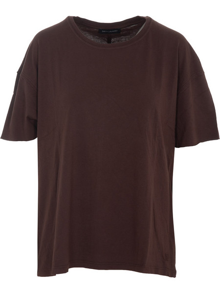 DIRTY LAUNDRY W OVERSIZED T-SHIRT WITH RAW EDGES - DLWT000155-COCOA BROWN