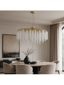 Artekko Chandelier Aura Πολυέλαιος 15φωτος G9 με Διάφανα Κρύσταλλα (80x80)cm Διάφανο