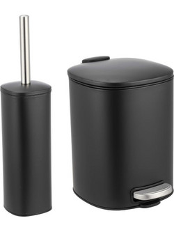Κάδος Απορριμμάτων & Πιγκάλ Σετ Black Οβάλ 5L Μεταλλικός Soft Close MRShome 2Τεμ