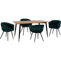 ΣΕΤ ΤΡΑΠΕΖΑΡΙΑΣ 5ΤΜΧ JOLIE HM12123.01 MDF TOP ΣΕ ΦΥΣΙΚΟ-ΚΥΠΑΡΙΣΣΙ ΒΕΛΟΥΔΟ