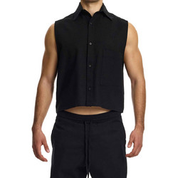 Modus Vivendi Linen Crop Shirt Ανδρικό Πουκάμισο Λινό Μαύρο