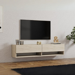Έπιπλο τηλεόρασης επιτοίχιο χρώμα travertine 140x29,6x30εκ