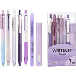 WRITECH ΣΤΥΛΟ GEL & ΜΑΡΚΑΔΟΡΟΣ ΥΠΟΓΡΑΜΜΙΣΗΣ ΣΕΤ 7 ΤΕΜΑΧΙΩΝ WRITING SET ΜΩΒ & ΜΑΥΡΟ