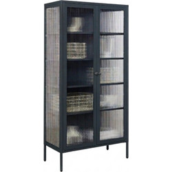 STEELEN COLOR Μεταλλική Ντουλάπα 90x55x190cm Πάχους 0.8mm Εσωτερικού Χώρου Βιτρίνα με Τζάμι και Πόδια Slate Grey