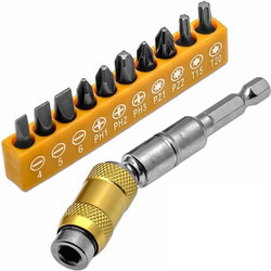 Μαγνητικός Σπαστός Αντάπτορας Μυτών 1/4" Hex 20 με Μύτες Σετ 11 Τεμαχίων