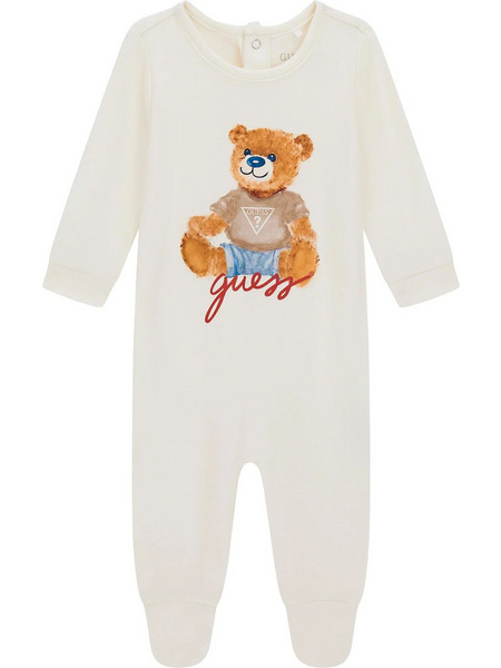 Guess Interlock Overall Φορμάκι Unisex Εκρού H6YG06K4129-G012