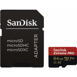 Sandisk Extreme Pro microSDXC 64GB Class 10 U3 V30 UHS-I A2 + Adapter