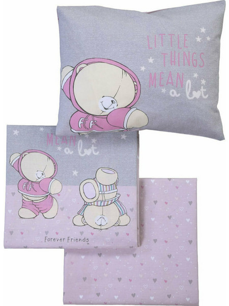 Nef-Nef Σετ Σεντόνια Κούνιας Little Things 120x170cm Pink Grey 3τμχ