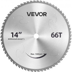 VEVOR Λεπίδα πριονιού κοπής 355,6 mm 66 δόντια με μεταλλική λάμα ψυχρής κοπής, συμβατή με πριόνια κοπής, 4000 κοψίματα, κοπή λείων επιφανειών χωρίς γρέζια, μείωση θορύβου και οπές απαγωγής θερμότητας