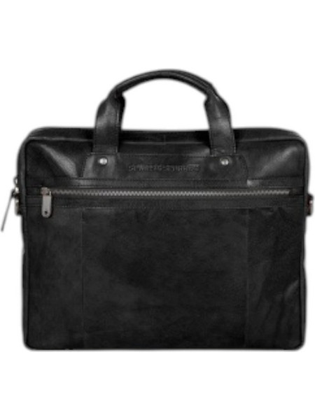 Spikes & Sparrow Montana Δερμάτινος Χαρτοφύλακας Laptop 15 Μαύρος