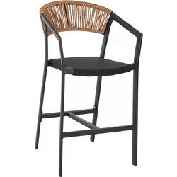 ΣΚΑΜΠΟ ΜΕΣΑΙΟΥ ΥΨΟΥΣ RATTAN ΜΑΥΡΟ ΜΠΕΖ 55x56,5x99
