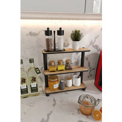 Stewehome Διακοσμητική 3 όροφη ραφιέρα πάγκου 11x40 cm καφέ