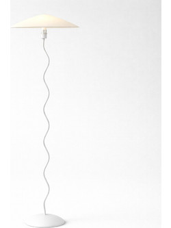 VenCore Curion White 6091-20010 - Μοντέρνο Επιδαπέδιο Φωτιστικό Μονόφωτο Λευκό Αλουμίνιο και Μπέζ Καπέλο με Βάση-Ντουί 1xE27 - Φ40 x Υ155cm