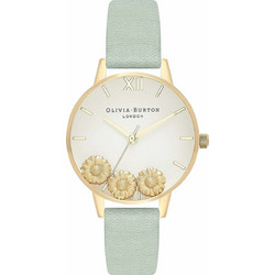 Olivia Burton Dancing Daisy Γυναικείο Ρολόι με Πράσινο Δερμάτινο Λουράκι OB16CH17