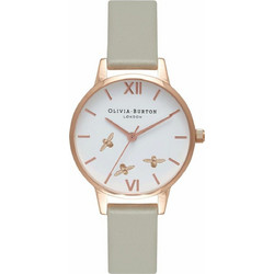 Olivia Burton Busy Bees Γυναικείο Ρολόι με Γκρι Δερμάτινο Λουράκι OB16CH03