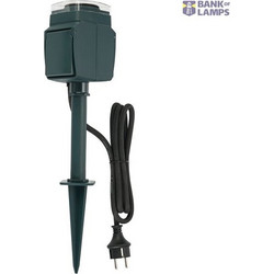 Mechanical timer with ground spike and 2-way socket, 1.5m supply cable